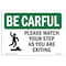 Signmission OSHA CAREFUL, Please Watch Your Step As You Are Exiting, 24in X 18in Alum, 18" W, 24" L, Landscape OS-BC-A-1824-L-10082 - alternate 1